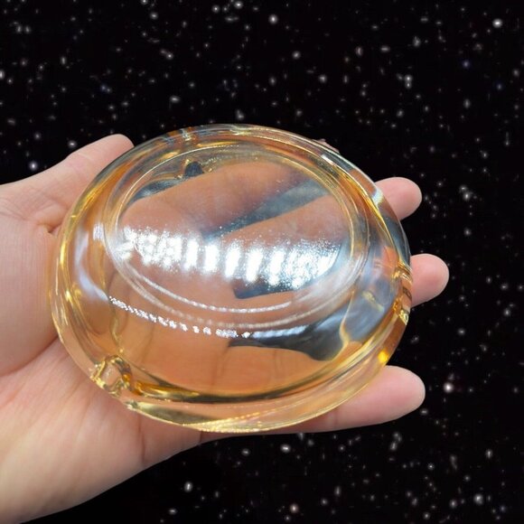 Mid Century Light Amber Art Glass Ashtray MCM Cigar Glass Tray 4.25”Wide - Picture 3 of 9